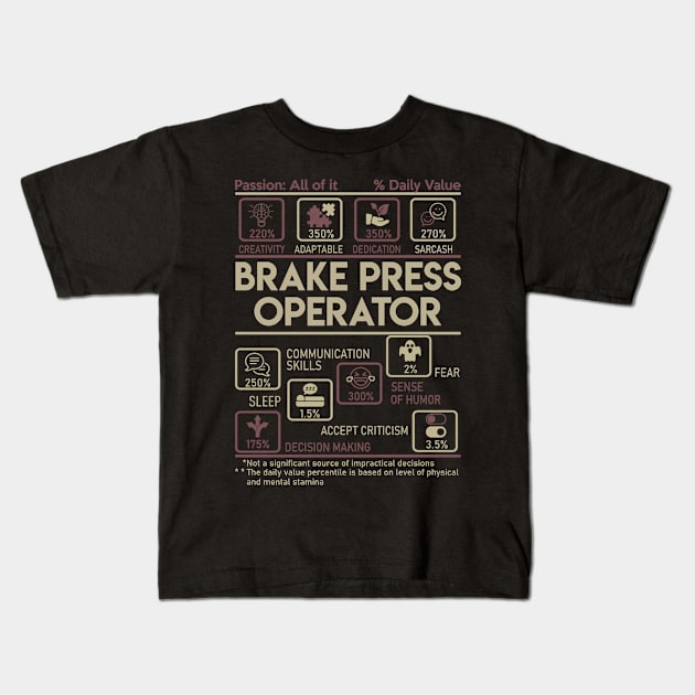 Brake Press Operator T Shirt - Multitasking Daily Value Gift Item Tee Kids T-Shirt by candicekeely6155